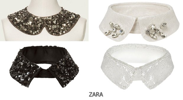 Тканевые съемные воротники от ZARA расшитые камнями