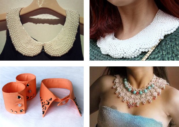Накладные воротники handmade из старой рубашки, жемчуга