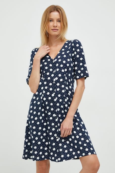 Синее платье в горошек
