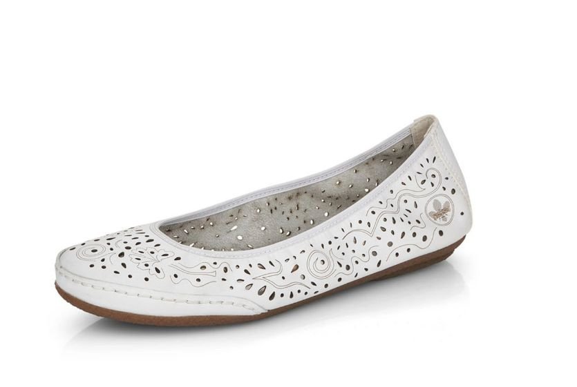 Белые балетки с перфорацией