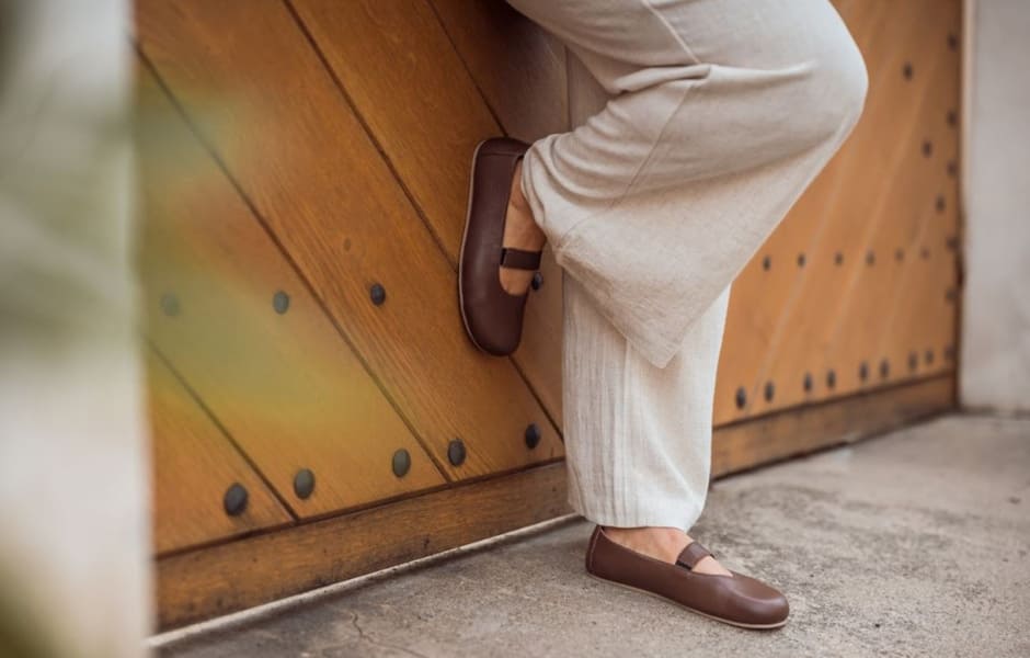 Коричневые кожаные балетки