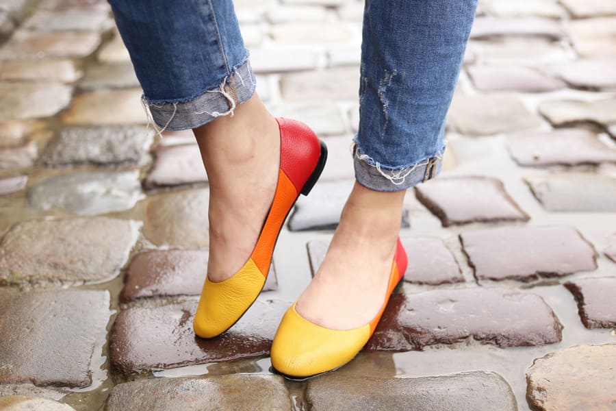 Трехцветные балетки