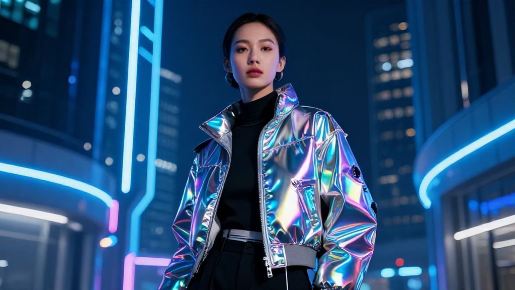 Футуристичный стиль Водолея в неоновых и серебристых тонах