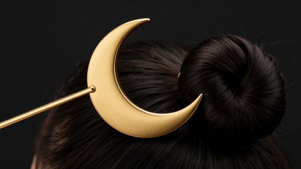 Золотая заколка в форме лунного серпа для активации подсознания