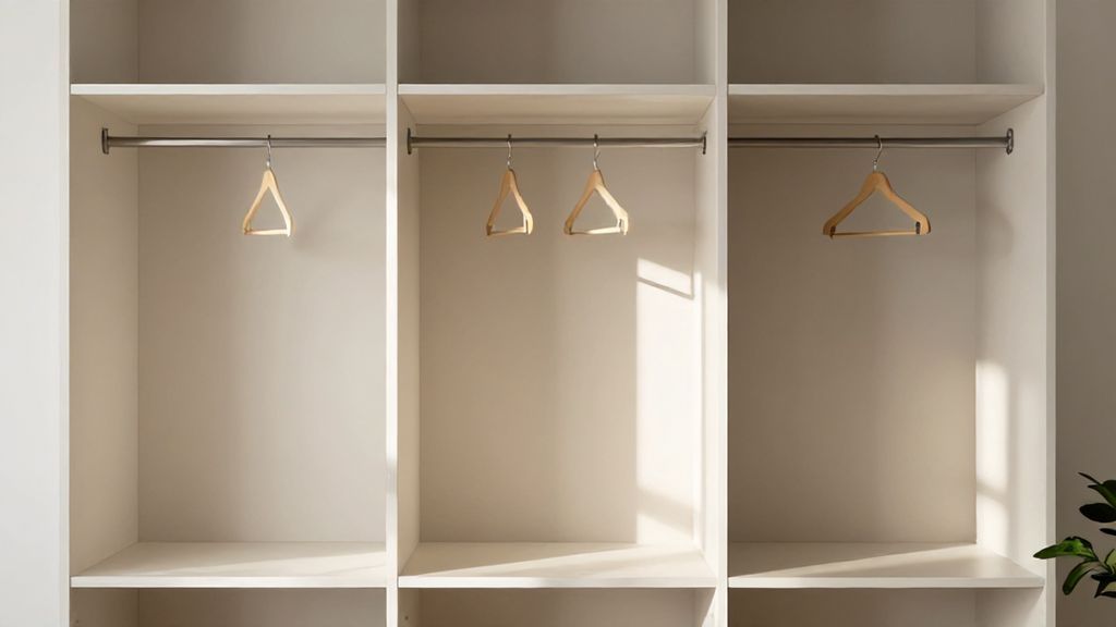 Чистый и организованный гардероб после расхламления