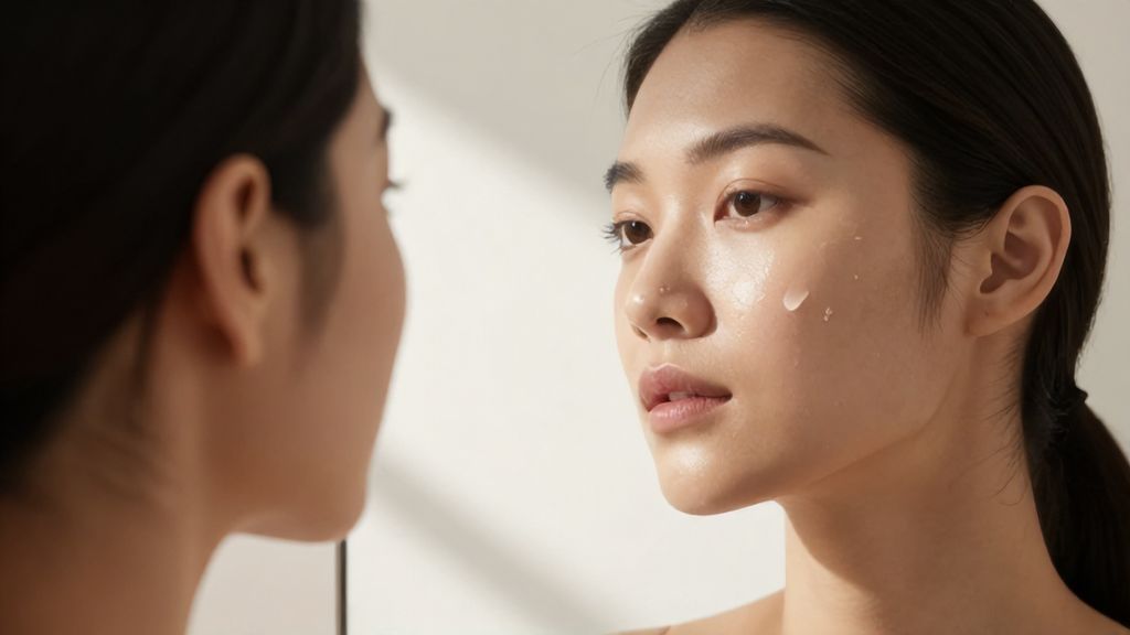 Девушка с идеальной сияющей кожей в минималистичном стиле