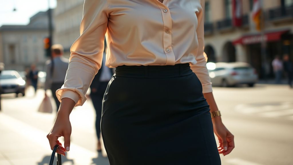 Женственный образ с юбкой-карандаш для типа фигуры груша