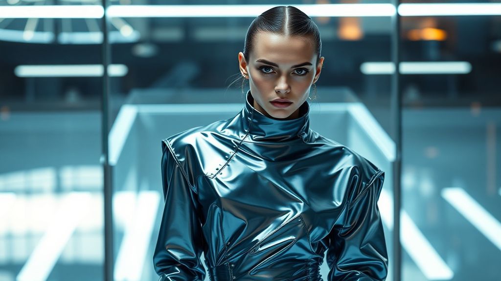 Футуристичный образ водолея в одежде цвета металлик